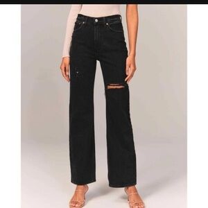 NWT 90s ultra high rise distressed black jeans